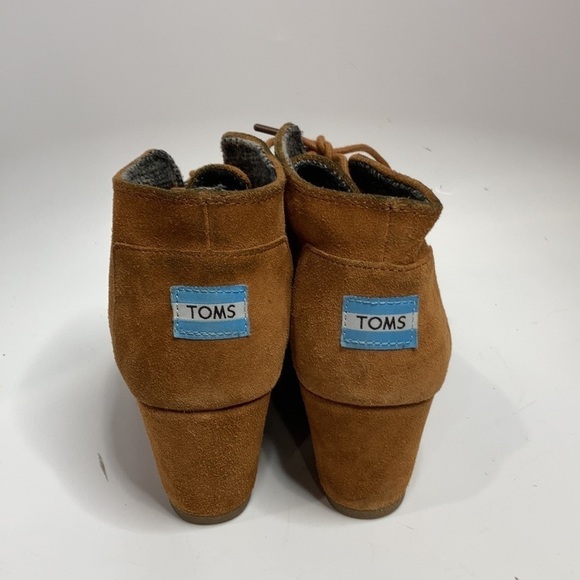 Toms suede desert wedge Booties in chestnut size 8.5 - Picture 6 of 9